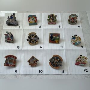 Disney Enamel Pin Lot - Assorted Theme Park Designs